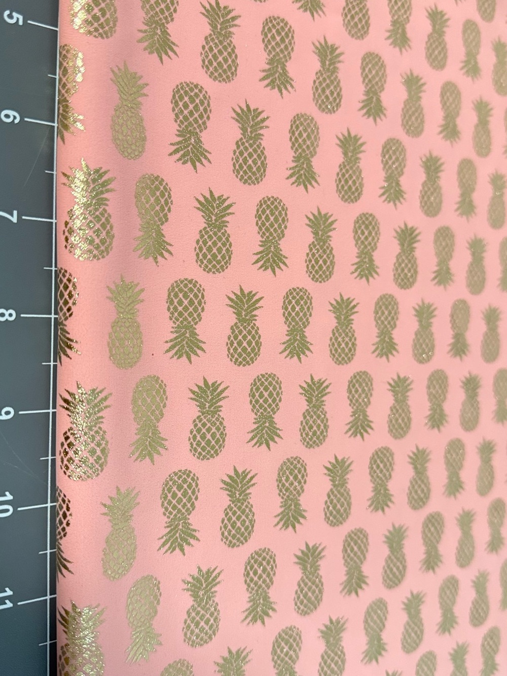 Metallic Pineapple Print Bikini Brief - Pink with Gold - Picture 4 of 7